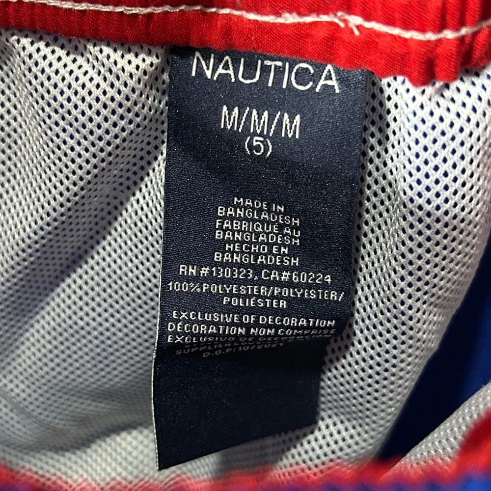 Nautica Boy's Swim Trunks Shorts Blue Red White Colorblock Size‎ Medium